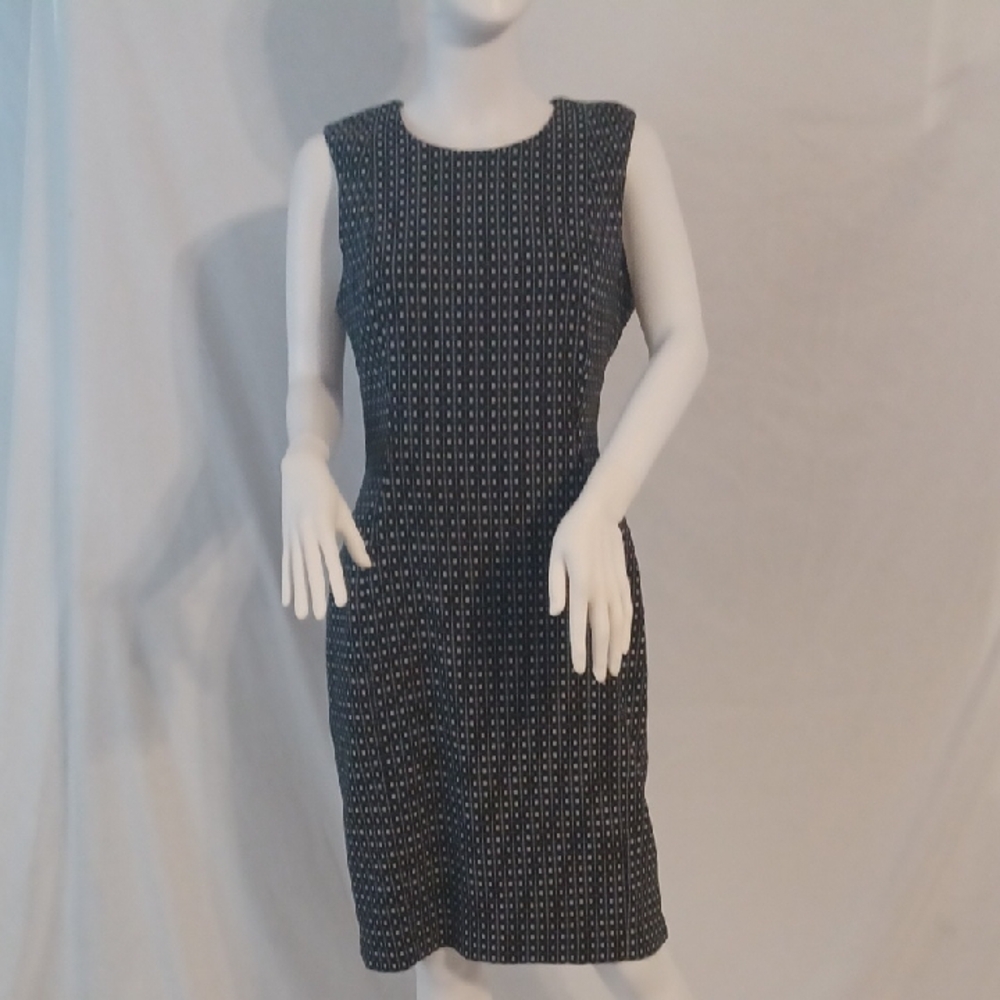 Calvib Klein Elegant Black and White Geometric  Women's Dress New